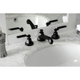 Whitaker Two-Handle 3-Hole Deck Mount Widespread Bathroom Faucet with Brass Pop-Up Drain