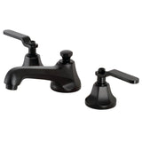 Whitaker Two-Handle 3-Hole Deck Mount Widespread Bathroom Faucet with Brass Pop-Up Drain