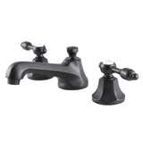 Tudor Two-Handle 3-Hole Deck Mount Widespread Bathroom Faucet with Brass Pop-Up Drain