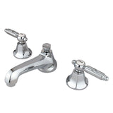 Georgian Two-Handle 3-Hole Deck Mount Widespread Bathroom Faucet with Brass Pop-Up Drain