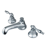 Naples Two-Handle 3-Hole Deck Mount Widespread Bathroom Faucet with Brass Pop-Up Drain