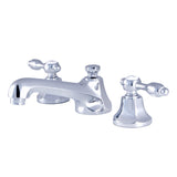 Tudor Two-Handle 3-Hole Deck Mount Widespread Bathroom Faucet with Brass Pop-Up Drain