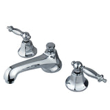 Metropolitan Two-Handle 3-Hole Deck Mount Widespread Bathroom Faucet with Brass Pop-Up Drain