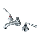 Silver Sage Two-Handle 3-Hole Deck Mount Widespread Bathroom Faucet with Brass Pop-Up Drain