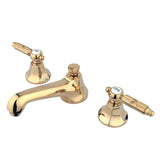 Georgian Two-Handle 3-Hole Deck Mount Widespread Bathroom Faucet with Brass Pop-Up Drain