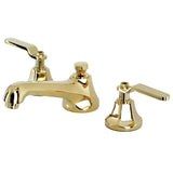 Whitaker Two-Handle 3-Hole Deck Mount Widespread Bathroom Faucet with Brass Pop-Up Drain