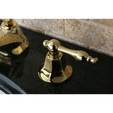 Naples Two-Handle 3-Hole Deck Mount Widespread Bathroom Faucet with Brass Pop-Up Drain