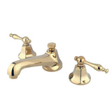 Naples Two-Handle 3-Hole Deck Mount Widespread Bathroom Faucet with Brass Pop-Up Drain