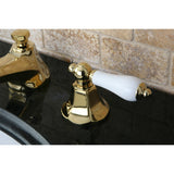 Metropolitan Two-Handle 3-Hole Deck Mount Widespread Bathroom Faucet with Brass Pop-Up Drain