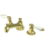 Metropolitan Two-Handle 3-Hole Deck Mount Widespread Bathroom Faucet with Brass Pop-Up Drain