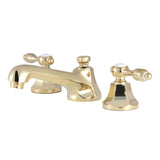 Tudor Two-Handle 3-Hole Deck Mount Widespread Bathroom Faucet with Brass Pop-Up Drain