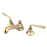 Silver Sage Two-Handle 3-Hole Deck Mount Widespread Bathroom Faucet with Brass Pop-Up Drain