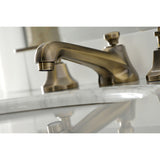 Whitaker Two-Handle 3-Hole Deck Mount Widespread Bathroom Faucet with Brass Pop-Up Drain