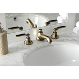 Whitaker Two-Handle 3-Hole Deck Mount Widespread Bathroom Faucet with Brass Pop-Up Drain