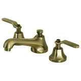 Whitaker Two-Handle 3-Hole Deck Mount Widespread Bathroom Faucet with Brass Pop-Up Drain