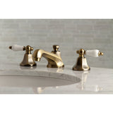 Metropolitan Two-Handle 3-Hole Deck Mount Widespread Bathroom Faucet with Brass Pop-Up Drain