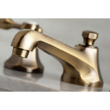 Tudor Two-Handle 3-Hole Deck Mount Widespread Bathroom Faucet with Brass Pop-Up Drain