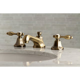 Tudor Two-Handle 3-Hole Deck Mount Widespread Bathroom Faucet with Brass Pop-Up Drain