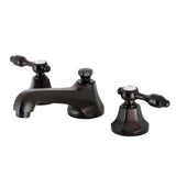 Tudor Two-Handle 3-Hole Deck Mount Widespread Bathroom Faucet with Brass Pop-Up Drain