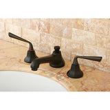 Silver Sage Two-Handle 3-Hole Deck Mount Widespread Bathroom Faucet with Brass Pop-Up Drain