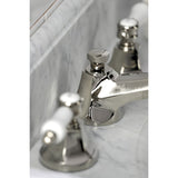 Bel-Air Two-Handle 3-Hole Deck Mount Widespread Bathroom Faucet with Brass Pop-Up Drain