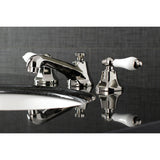 Metropolitan Two-Handle 3-Hole Deck Mount Widespread Bathroom Faucet with Brass Pop-Up Drain