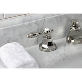 Tudor Two-Handle 3-Hole Deck Mount Widespread Bathroom Faucet with Brass Pop-Up Drain