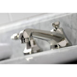 Tudor Two-Handle 3-Hole Deck Mount Widespread Bathroom Faucet with Brass Pop-Up Drain