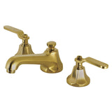 Whitaker Two-Handle 3-Hole Deck Mount Widespread Bathroom Faucet with Brass Pop-Up Drain