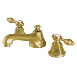 Tudor Two-Handle 3-Hole Deck Mount Widespread Bathroom Faucet with Brass Pop-Up Drain