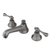 Metropolitan Two-Handle 3-Hole Deck Mount Widespread Bathroom Faucet with Brass Pop-Up Drain