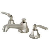 Whitaker Two-Handle 3-Hole Deck Mount Widespread Bathroom Faucet with Brass Pop-Up Drain