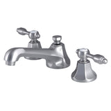 Tudor Two-Handle 3-Hole Deck Mount Widespread Bathroom Faucet with Brass Pop-Up Drain