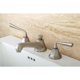 Silver Sage Two-Handle 3-Hole Deck Mount Widespread Bathroom Faucet with Brass Pop-Up Drain