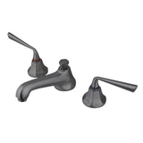 Silver Sage Two-Handle 3-Hole Deck Mount Widespread Bathroom Faucet with Brass Pop-Up Drain