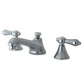 Two-Handle 3-Hole Deck Mount Widespread Bathroom Faucet with Brass Pop-Up