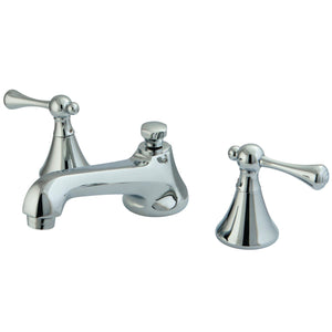 Two-Handle 3-Hole Deck Mount Widespread Bathroom Faucet with Brass Pop-Up Drain