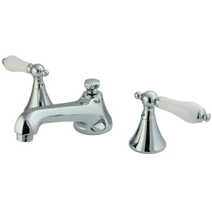 Two-Handle 3-Hole Deck Mount Widespread Bathroom Faucet with Brass Pop-Up Drain