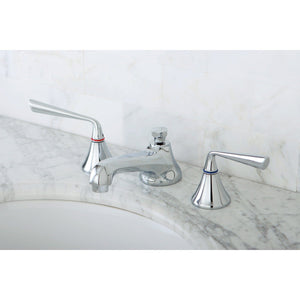 Two-Handle 3-Hole Deck Mount Widespread Bathroom Faucet with Brass Pop-Up Drain