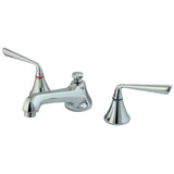 Two-Handle 3-Hole Deck Mount Widespread Bathroom Faucet with Brass Pop-Up Drain