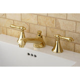 Two-Handle 3-Hole Deck Mount Widespread Bathroom Faucet with Brass Pop-Up Drain