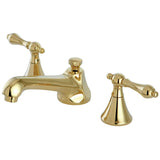 Two-Handle 3-Hole Deck Mount Widespread Bathroom Faucet with Brass Pop-Up Drain