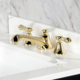 Two-Handle 3-Hole Deck Mount Widespread Bathroom Faucet with Brass Pop-Up Drain