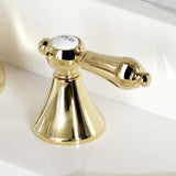 Two-Handle 3-Hole Deck Mount Widespread Bathroom Faucet with Brass Pop-Up Drain