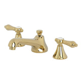 Two-Handle 3-Hole Deck Mount Widespread Bathroom Faucet with Brass Pop-Up Drain