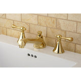 Two-Handle 3-Hole Deck Mount Widespread Bathroom Faucet with Brass Pop-Up Drain