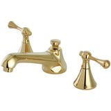 Two-Handle 3-Hole Deck Mount Widespread Bathroom Faucet with Brass Pop-Up Drain