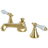 Two-Handle 3-Hole Deck Mount Widespread Bathroom Faucet with Brass Pop-Up Drain