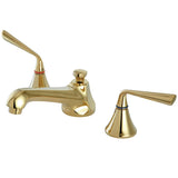 Two-Handle 3-Hole Deck Mount Widespread Bathroom Faucet with Brass Pop-Up Drain