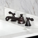 Two-Handle 3-Hole Deck Mount Widespread Bathroom Faucet with Brass Pop-Up Drain